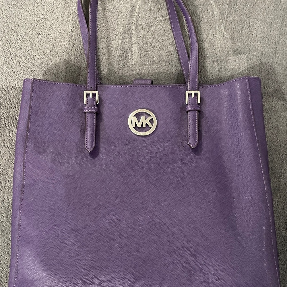 Michael Kors Purple Jet Set Tote Bag, rare silver accents
